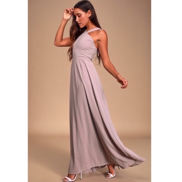 Lulus Air Of Romance Taupe Maxi Dress Size S - Picture 6 of 8